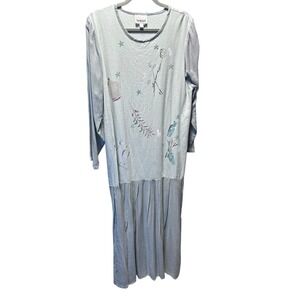 Large Oversized Maxi Seafoam Green Dress‎ Artsy Lagenlook Cottagecore